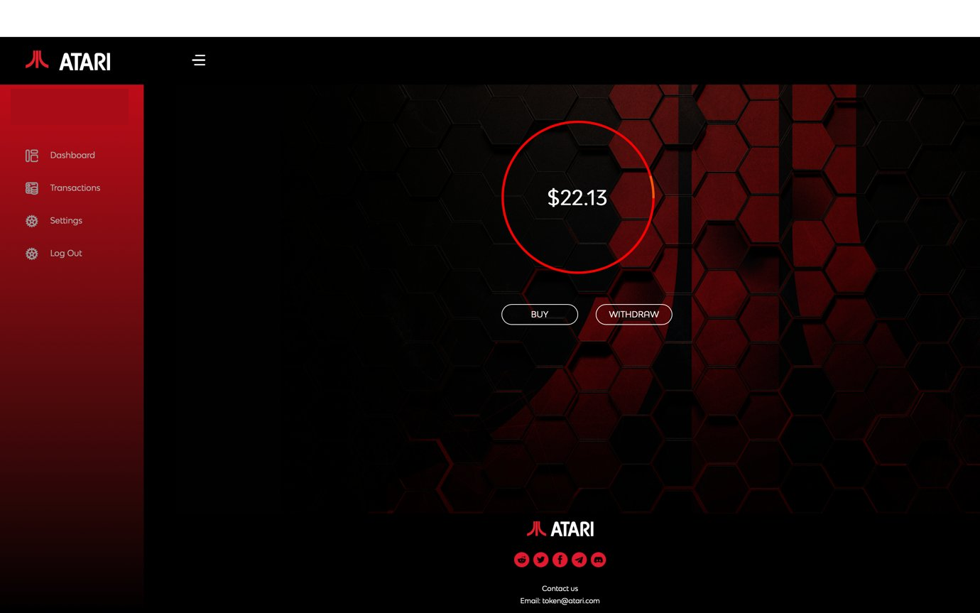 Atari Token Wallet UI — main balance screen